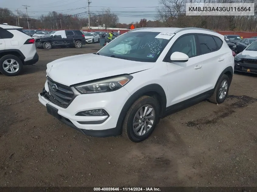 2016 Hyundai Tucson Se VIN: KM8J33A43GU116564 Lot: 40859646