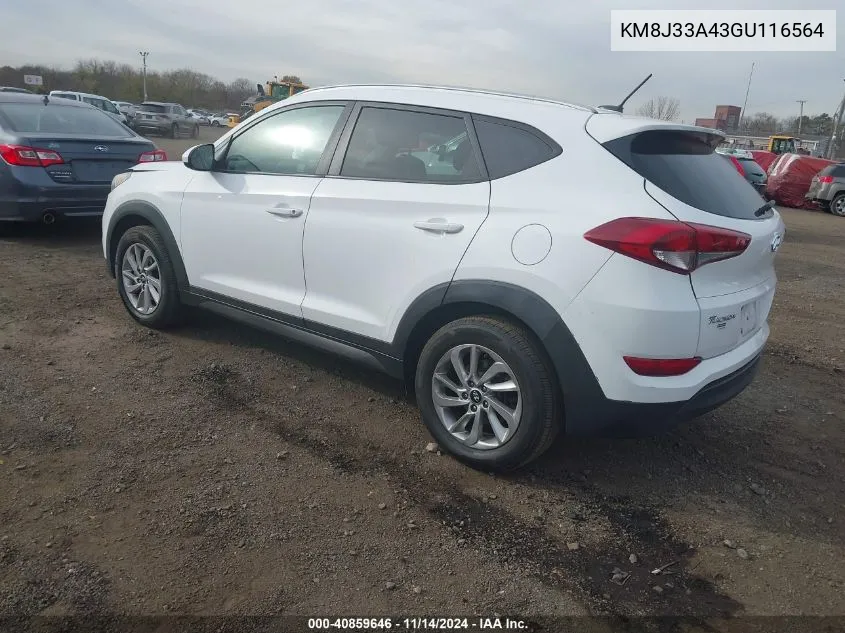 2016 Hyundai Tucson Se VIN: KM8J33A43GU116564 Lot: 40859646