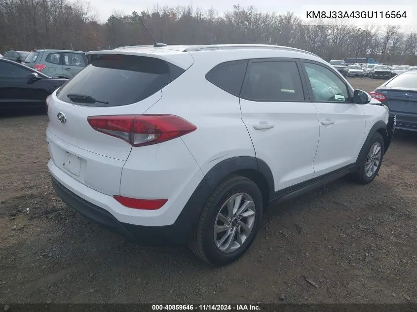 2016 Hyundai Tucson Se VIN: KM8J33A43GU116564 Lot: 40859646