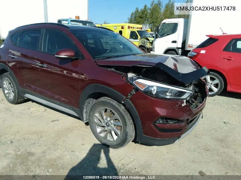 2017 Hyundai Tucson Limited/Sport And Eco/Se VIN: KM8J3CA2XHU517478 Lot: 12098519