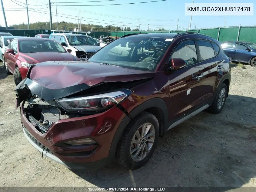 2017 Hyundai Tucson Limited/Sport And Eco/Se VIN: KM8J3CA2XHU517478 Lot: 12098519