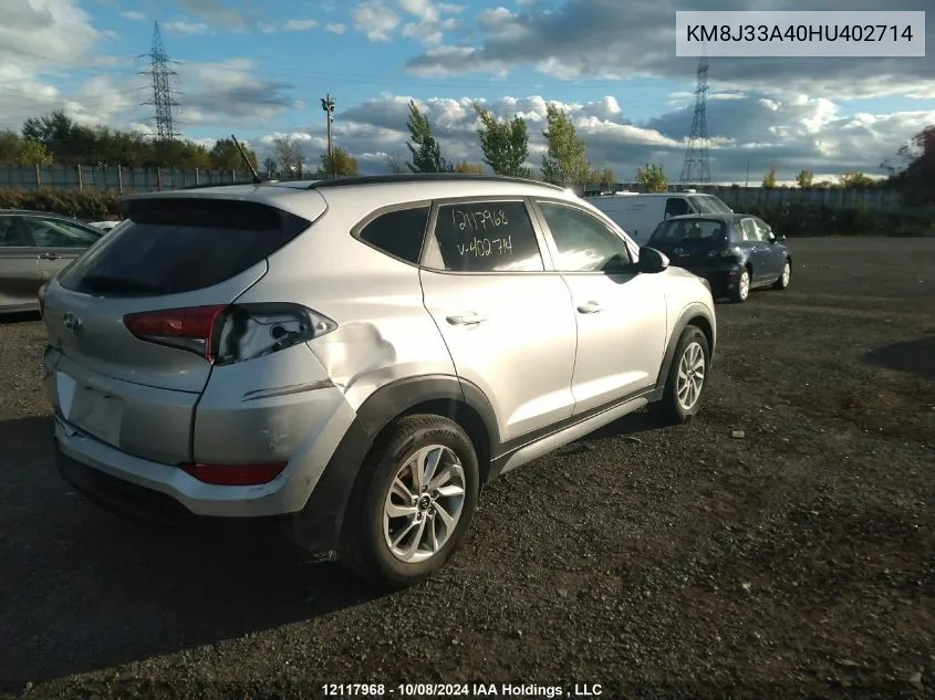 2017 Hyundai Tucson Limited/Sport And Eco/Se VIN: KM8J33A40HU402714 Lot: 12117968