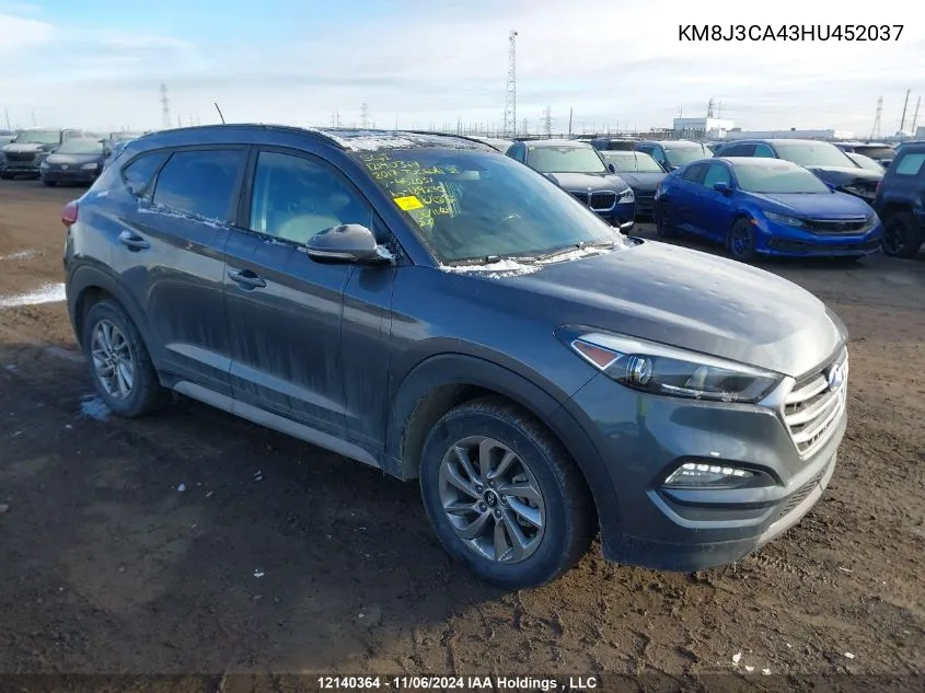 2017 Hyundai Tucson Se VIN: KM8J3CA43HU452037 Lot: 12140364