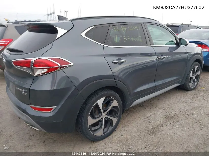 2017 Hyundai Tucson Limited VIN: KM8J3CA27HU377602 Lot: 12143540