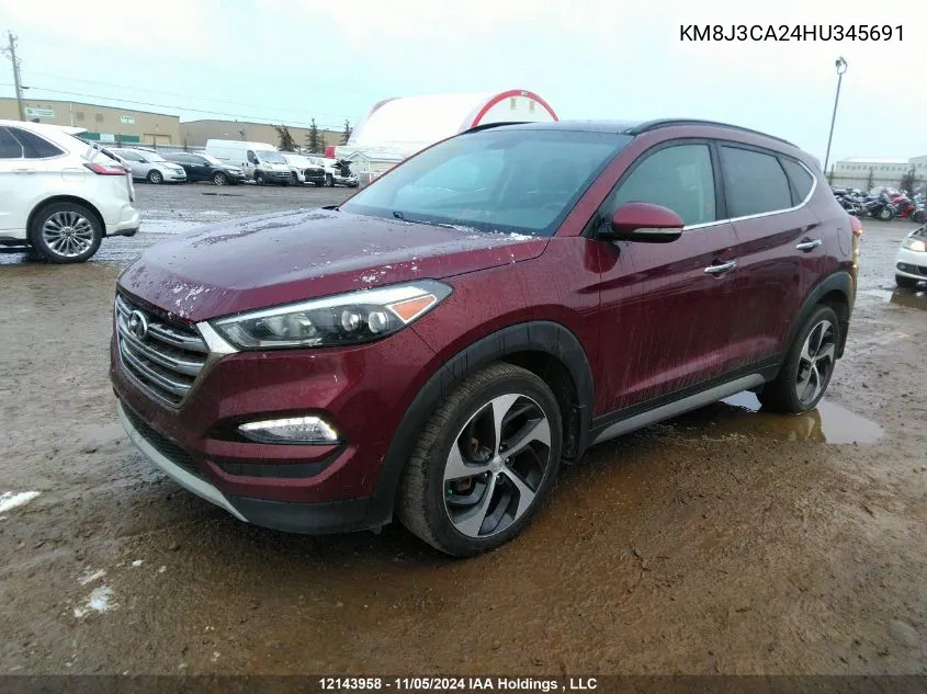 2017 Hyundai Tucson Limited/Sport And Eco/Se VIN: KM8J3CA24HU345691 Lot: 12143958