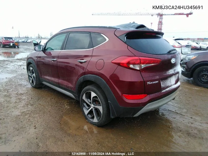 2017 Hyundai Tucson Limited/Sport And Eco/Se VIN: KM8J3CA24HU345691 Lot: 12143958