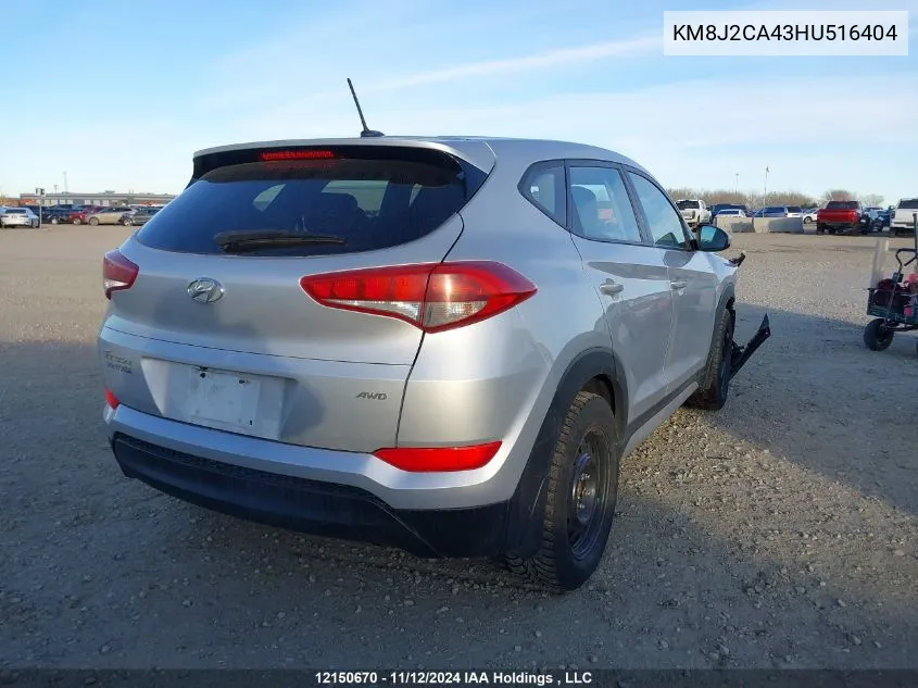 2017 Hyundai Tucson VIN: KM8J2CA43HU516404 Lot: 12150670