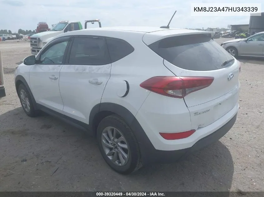 2017 Hyundai Tucson Se VIN: KM8J23A47HU343339 Lot: 39320449