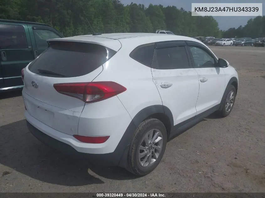 2017 Hyundai Tucson Se VIN: KM8J23A47HU343339 Lot: 39320449