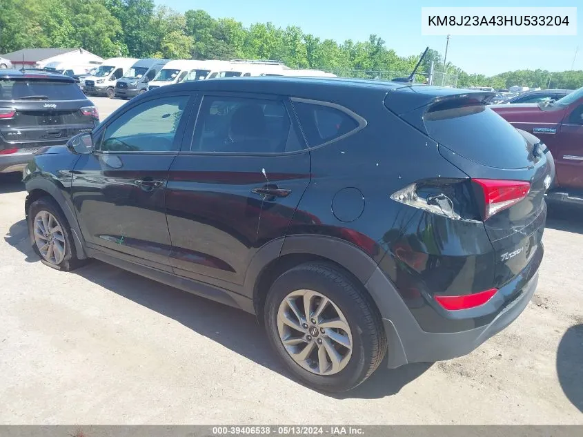 2017 Hyundai Tucson Se VIN: KM8J23A43HU533204 Lot: 39406538