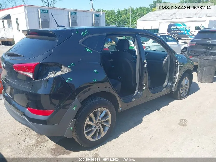 2017 Hyundai Tucson Se VIN: KM8J23A43HU533204 Lot: 39406538