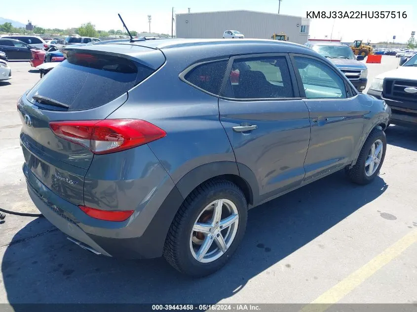 2017 Hyundai Tucson Sport VIN: KM8J33A22HU357516 Lot: 39443458