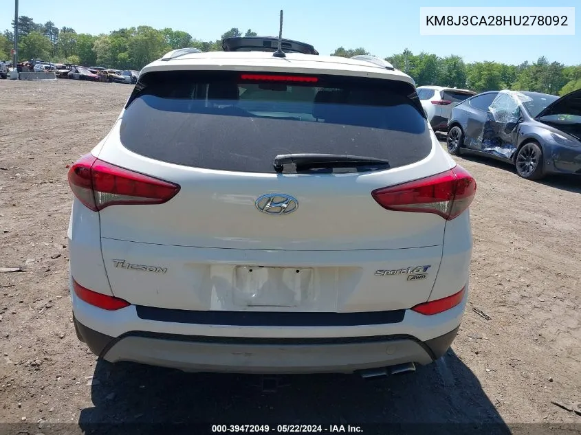 2017 Hyundai Tucson Sport VIN: KM8J3CA28HU278092 Lot: 39472049