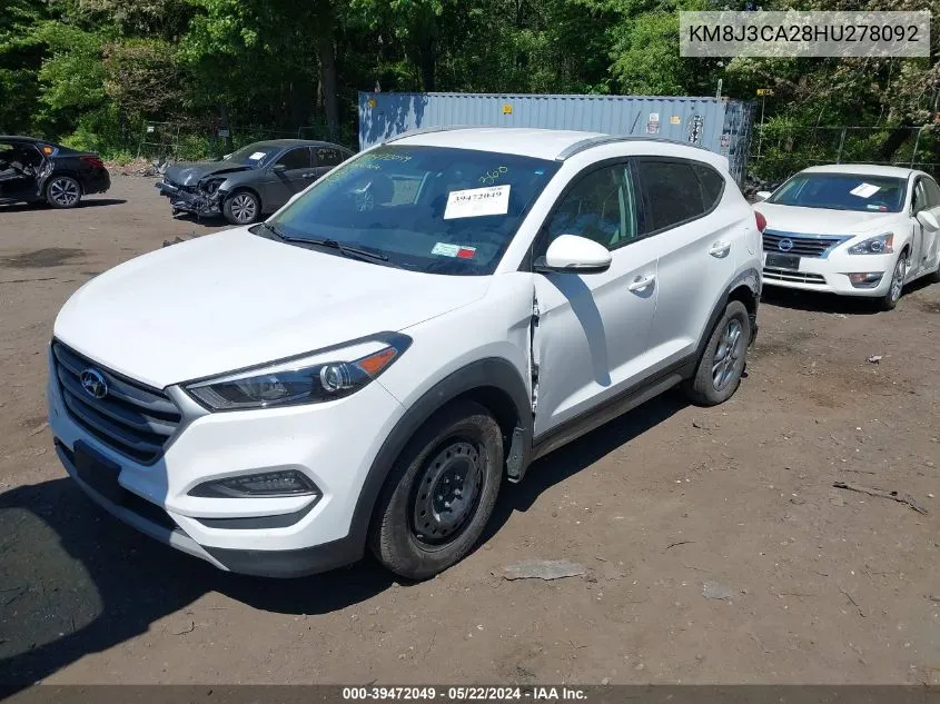 2017 Hyundai Tucson Sport VIN: KM8J3CA28HU278092 Lot: 39472049