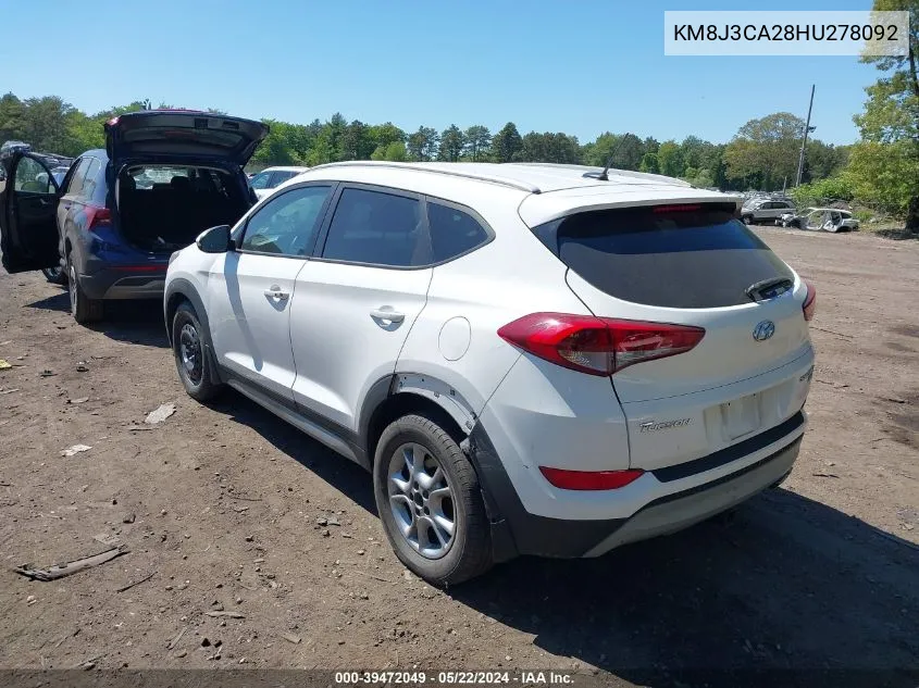 2017 Hyundai Tucson Sport VIN: KM8J3CA28HU278092 Lot: 39472049