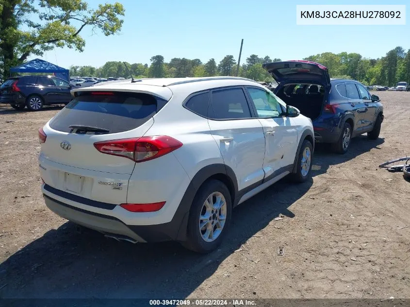 2017 Hyundai Tucson Sport VIN: KM8J3CA28HU278092 Lot: 39472049