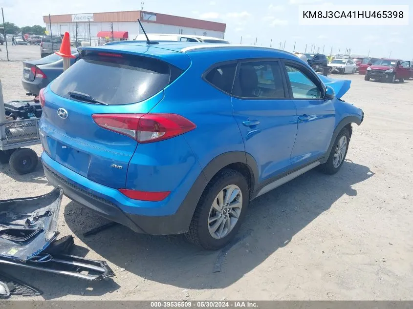 2017 Hyundai Tucson Se VIN: KM8J3CA41HU465398 Lot: 39536509