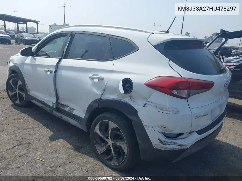 2017 Hyundai Tucson Sport VIN: KM8J33A27HU478297 Lot: 39580782