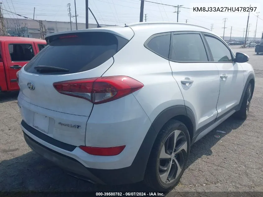 2017 Hyundai Tucson Sport VIN: KM8J33A27HU478297 Lot: 39580782