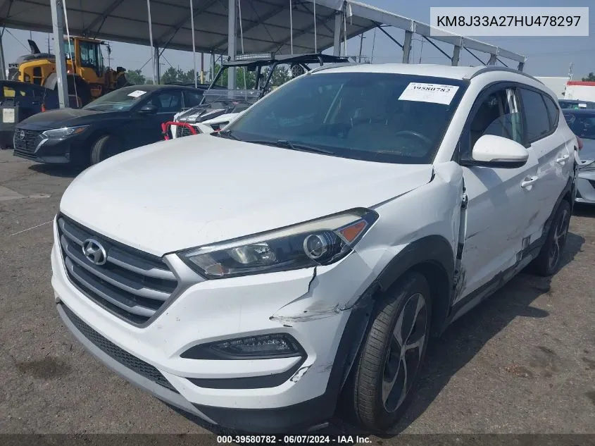 2017 Hyundai Tucson Sport VIN: KM8J33A27HU478297 Lot: 39580782