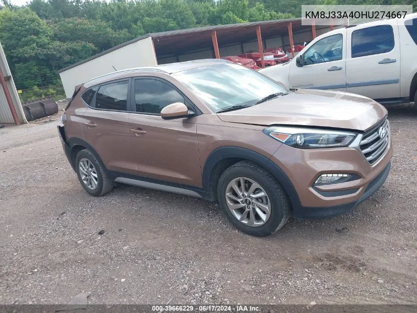 2017 Hyundai Tucson Se VIN: KM8J33A4OHU274667 Lot: 39666229