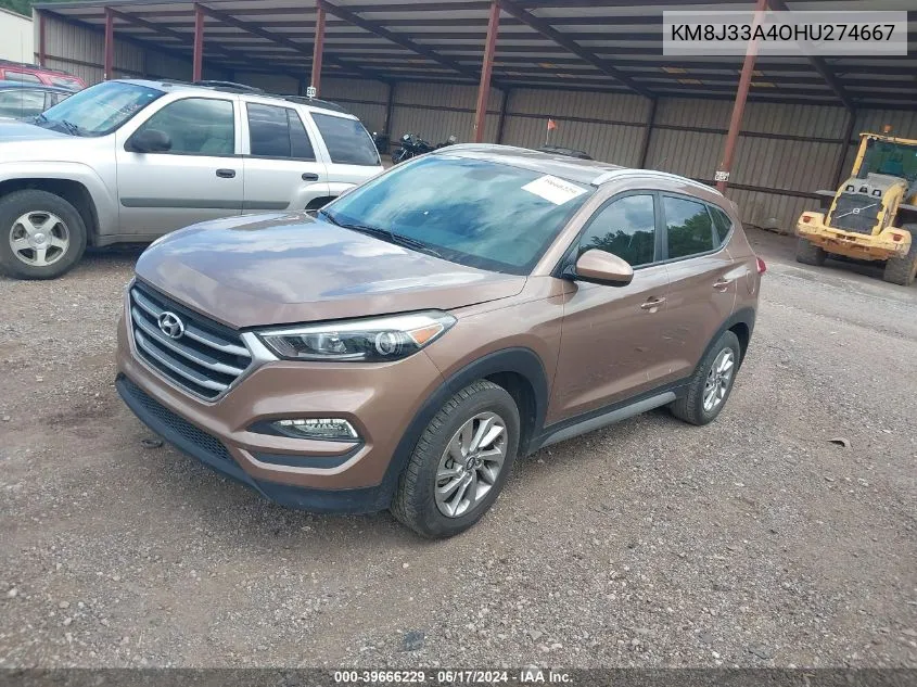 2017 Hyundai Tucson Se VIN: KM8J33A4OHU274667 Lot: 39666229