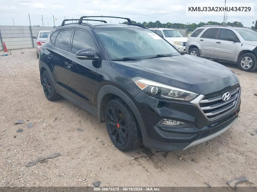 2017 Hyundai Tucson Night VIN: KM8J33A2XHU434729 Lot: 39678875