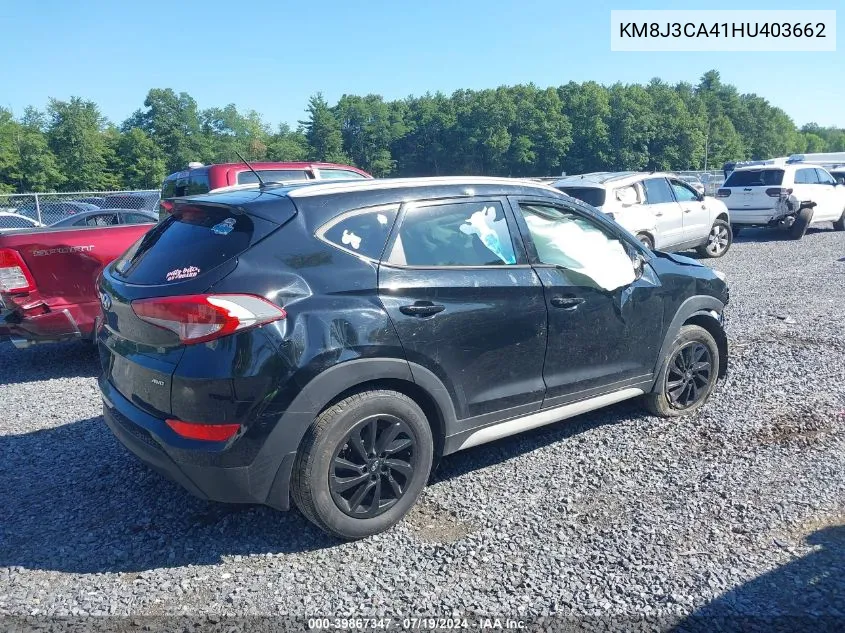 2017 Hyundai Tucson Se VIN: KM8J3CA41HU403662 Lot: 39867347