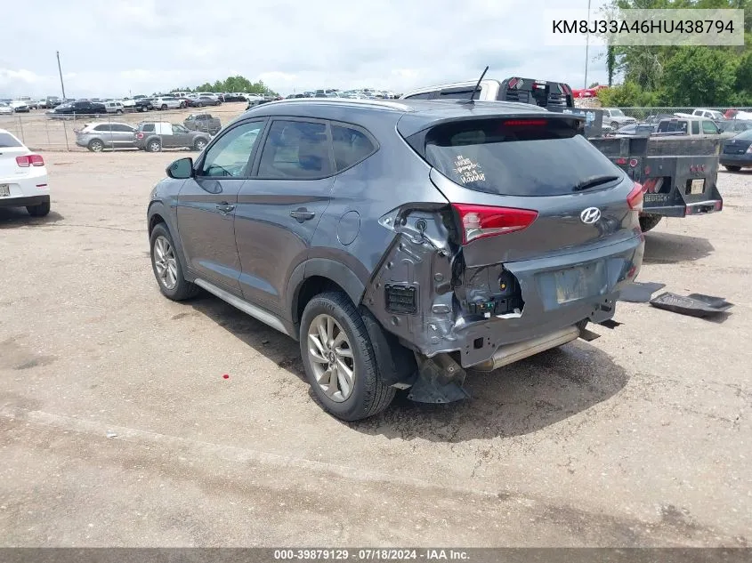 2017 Hyundai Tucson Se VIN: KM8J33A46HU438794 Lot: 39879129