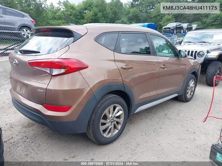 2017 Hyundai Tucson Se VIN: KM8J3CA48HU411175 Lot: 39970008