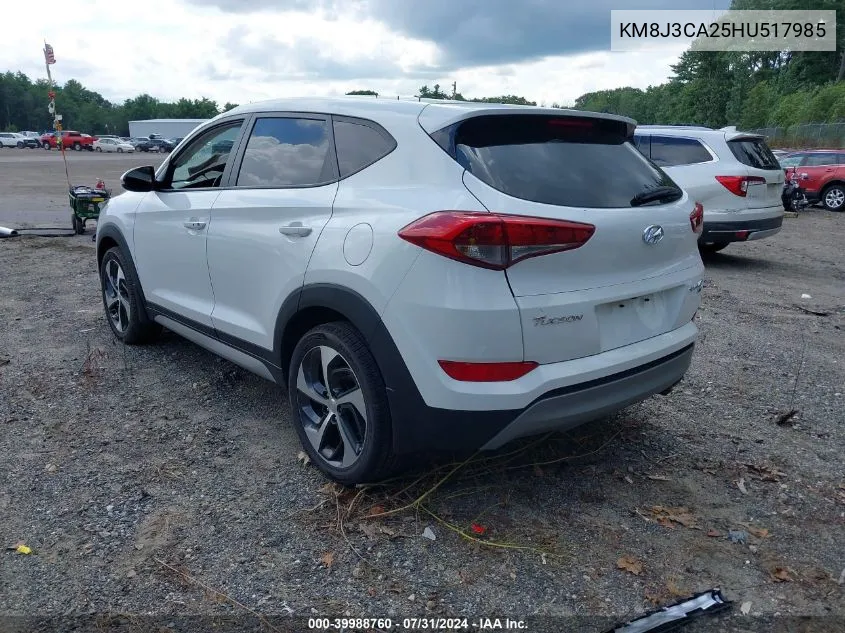 2017 Hyundai Tucson Sport VIN: KM8J3CA25HU517985 Lot: 39988760