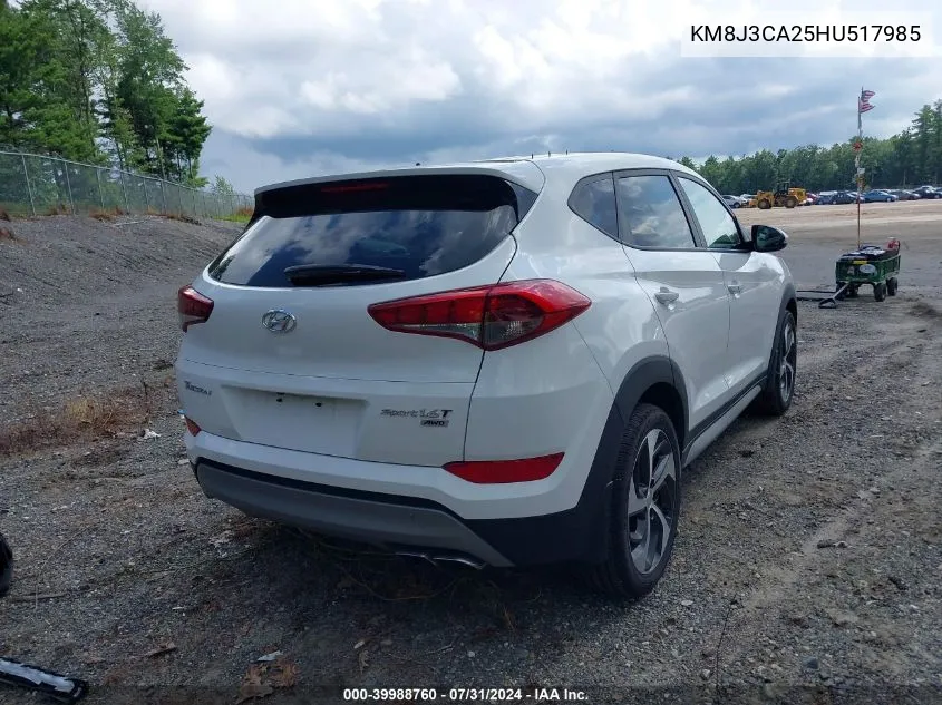 2017 Hyundai Tucson Sport VIN: KM8J3CA25HU517985 Lot: 39988760