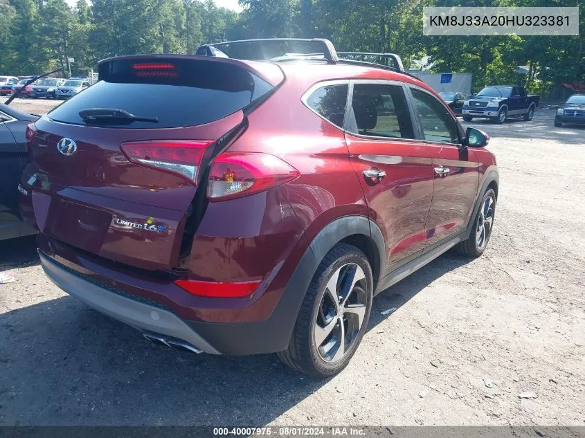 2017 Hyundai Tucson Limited VIN: KM8J33A20HU323381 Lot: 40007975