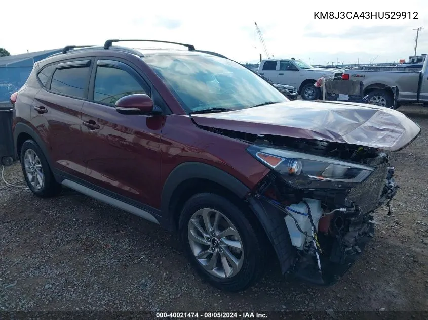 2017 Hyundai Tucson Se Plus VIN: KM8J3CA43HU529912 Lot: 40021474