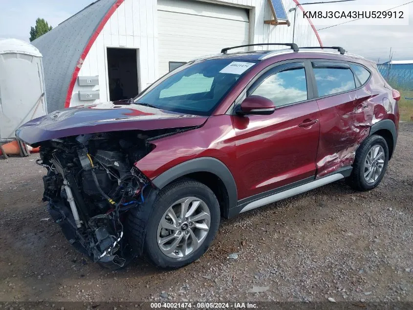 2017 Hyundai Tucson Se Plus VIN: KM8J3CA43HU529912 Lot: 40021474