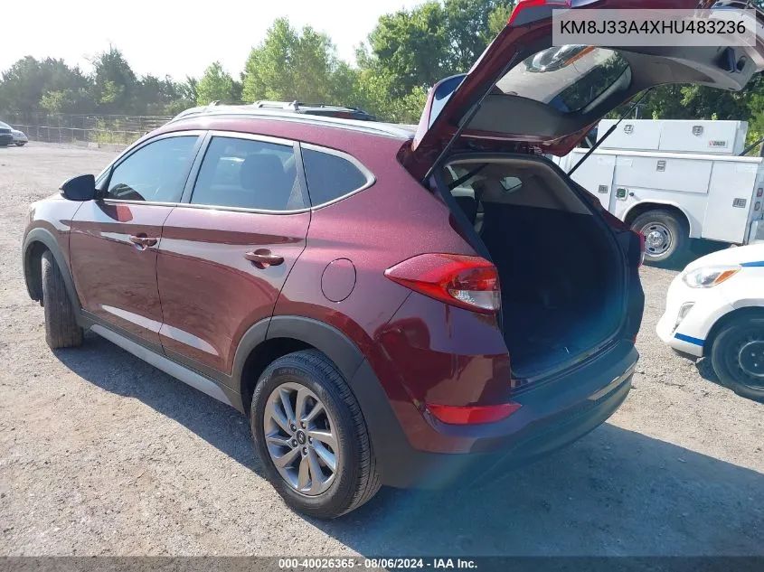 2017 Hyundai Tucson Se Plus VIN: KM8J33A4XHU483236 Lot: 40026365