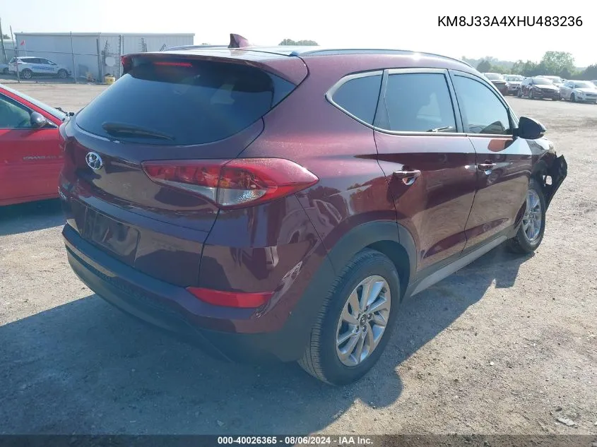 2017 Hyundai Tucson Se Plus VIN: KM8J33A4XHU483236 Lot: 40026365