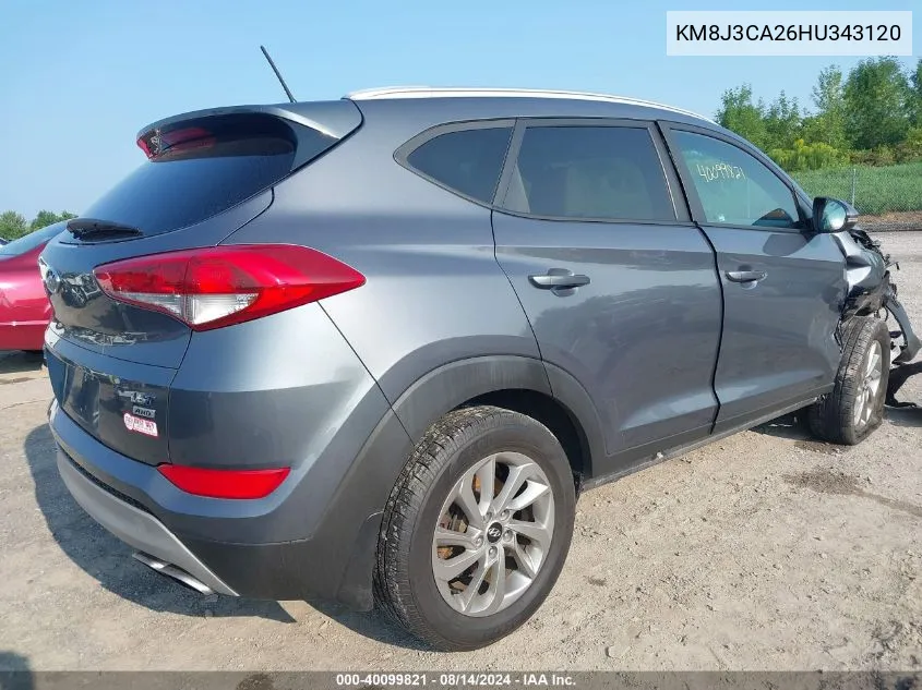 2017 Hyundai Tucson Eco VIN: KM8J3CA26HU343120 Lot: 40099821