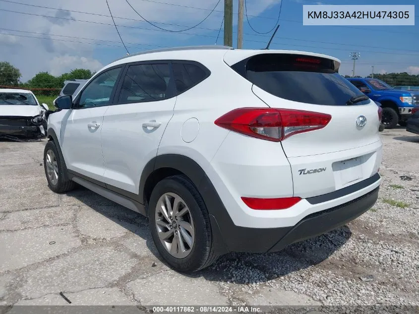 2017 Hyundai Tucson Se VIN: KM8J33A42HU474305 Lot: 40117862