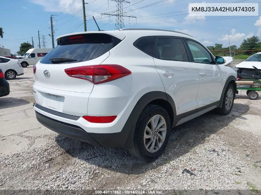 2017 Hyundai Tucson Se VIN: KM8J33A42HU474305 Lot: 40117862