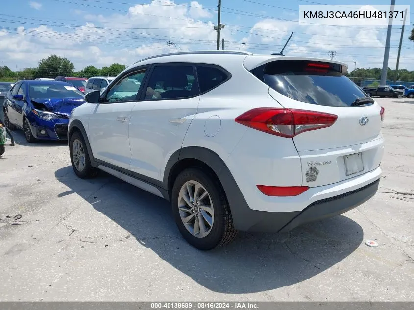 2017 Hyundai Tucson Se VIN: KM8J3CA46HU481371 Lot: 40138689