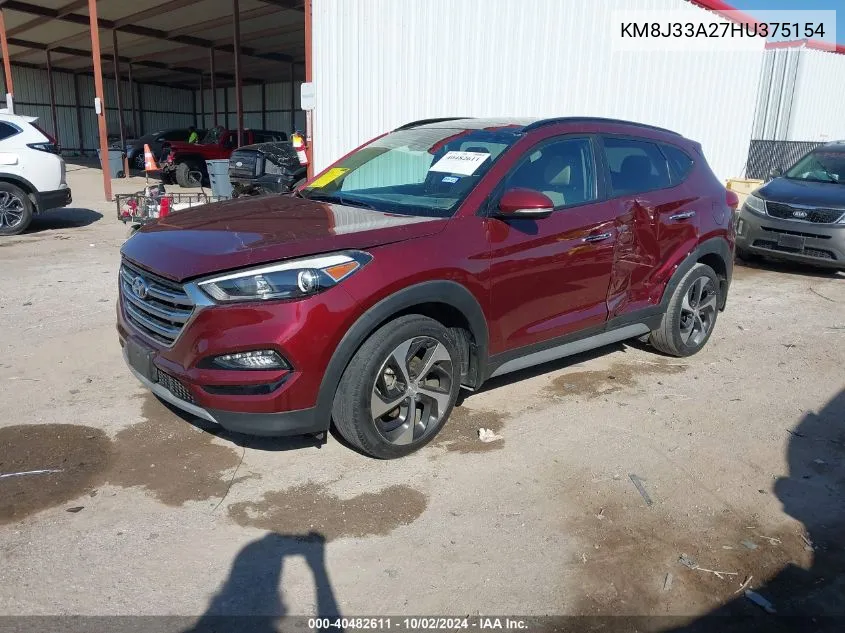 2017 Hyundai Tucson Limited VIN: KM8J33A27HU375154 Lot: 40482611