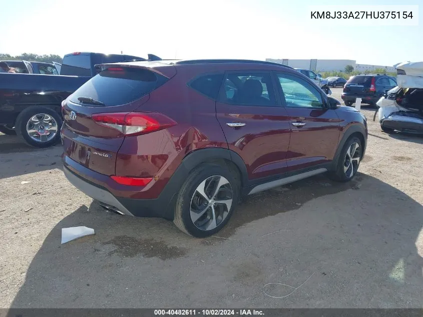 2017 Hyundai Tucson Limited VIN: KM8J33A27HU375154 Lot: 40482611