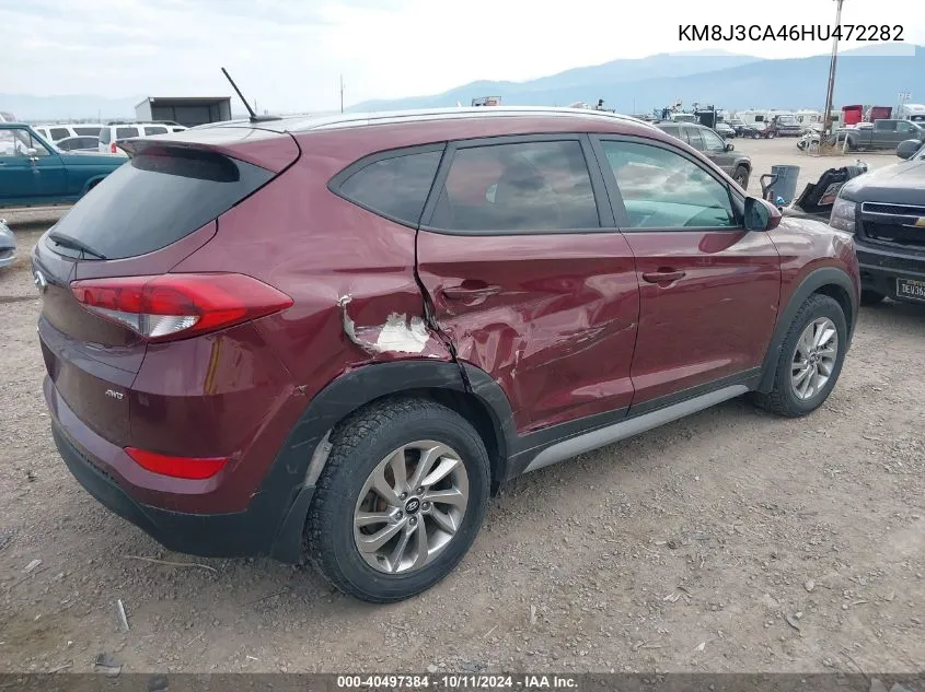 2017 Hyundai Tucson Se VIN: KM8J3CA46HU472282 Lot: 40497384