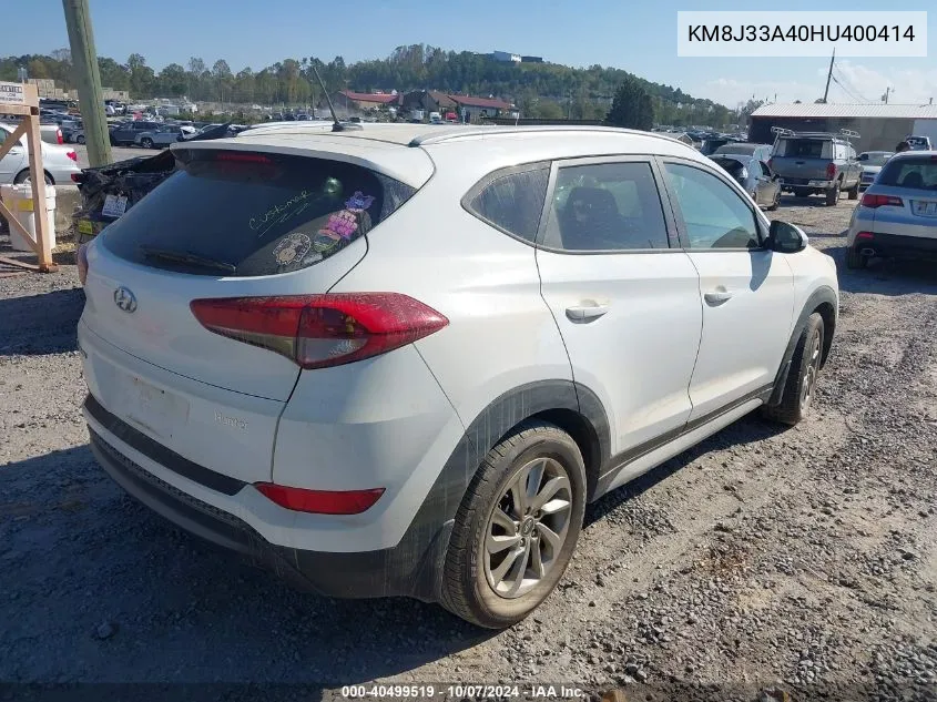 2017 Hyundai Tucson Se VIN: KM8J33A40HU400414 Lot: 40499519