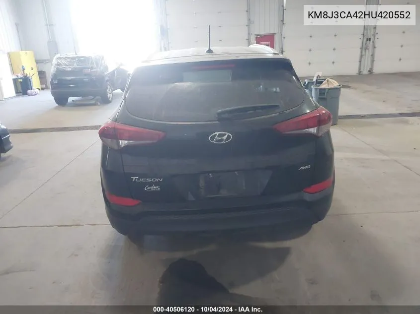 2017 Hyundai Tucson Se VIN: KM8J3CA42HU420552 Lot: 40506120