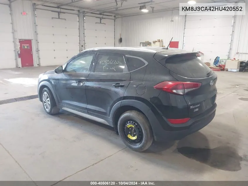 2017 Hyundai Tucson Se VIN: KM8J3CA42HU420552 Lot: 40506120