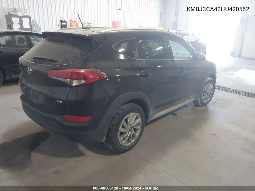 2017 Hyundai Tucson Se VIN: KM8J3CA42HU420552 Lot: 40506120