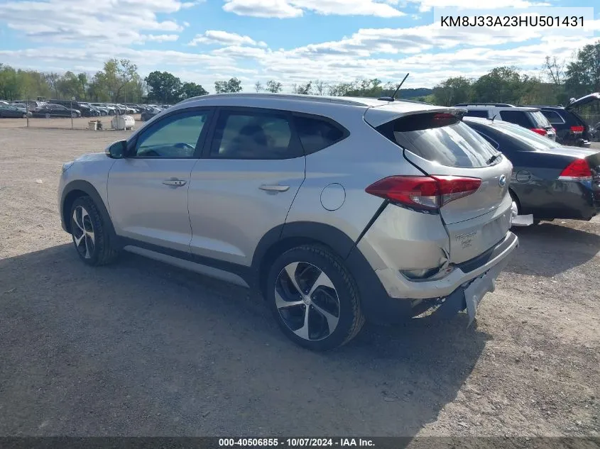 2017 Hyundai Tucson Sport VIN: KM8J33A23HU501431 Lot: 40506855