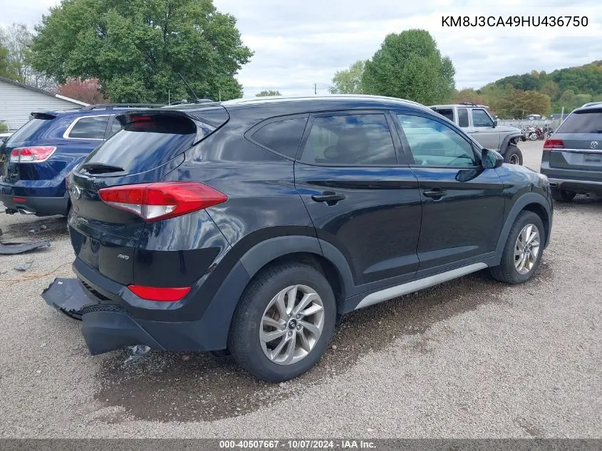 2017 Hyundai Tucson Se VIN: KM8J3CA49HU436750 Lot: 40507667